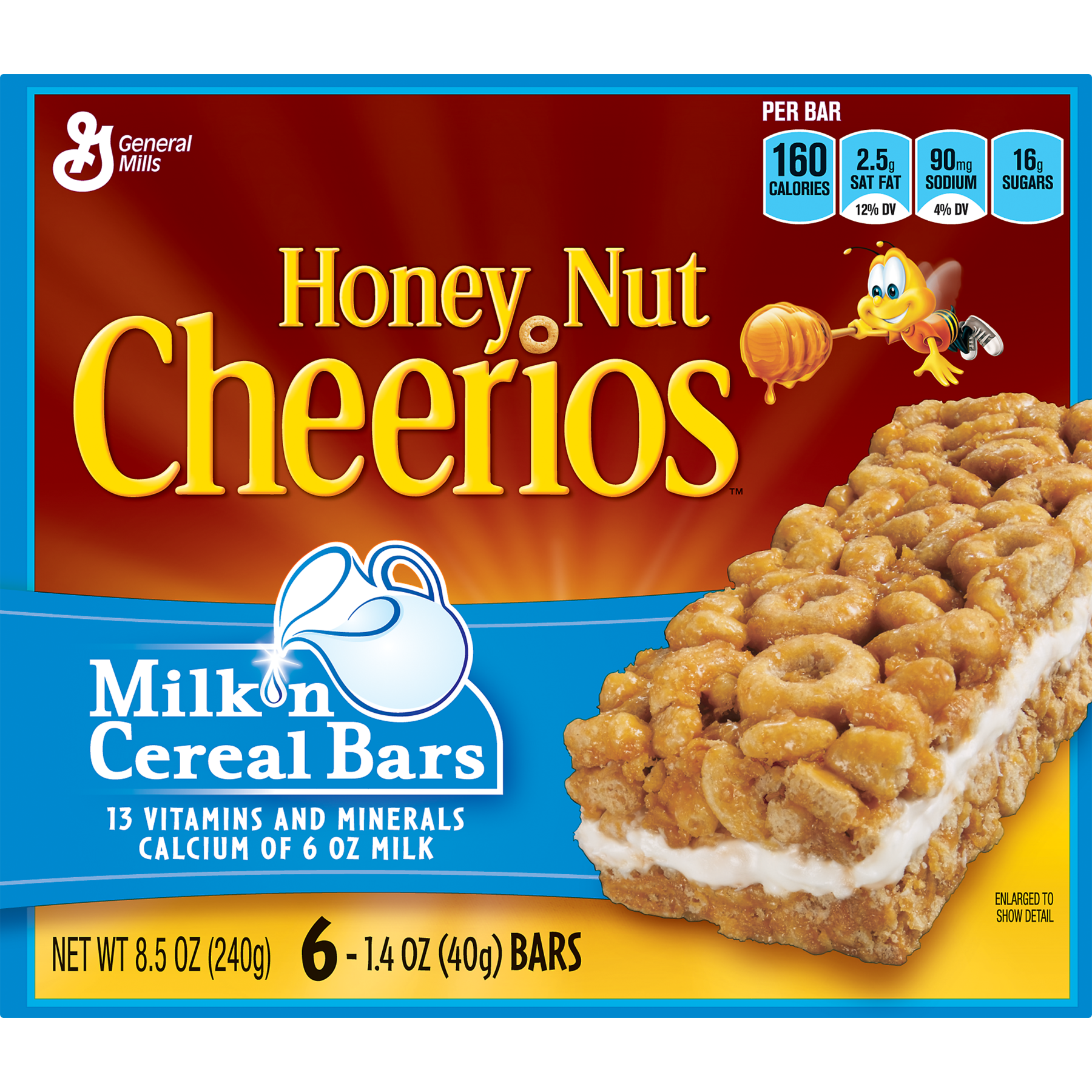 Honey Nut Cheerios Milk 'N Cereal Bars Treat Bar, 8.5 oz, 6 Ct - image 3 of 11