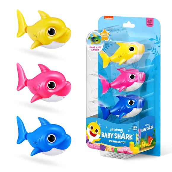 Juguete de baño Robo Alive Junior Baby Shark con aletas de silicona, paquete de 3