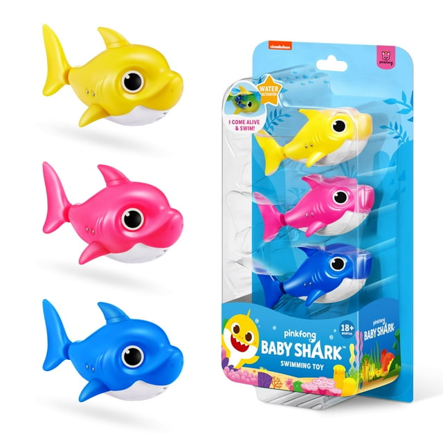 Juguete de baño Robo Alive Junior Baby Shark con aletas de silicona, paquete de 3