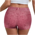 thumbnail image 5 of Womens Faux Denim Shorts Stretchy Butt Lifting Y2K Mini Jean Shorts Plus Size Booty Jegging Shorts for Curvy Ladies, 5 of 7