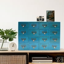 16 Drawers Apothecary Cabinet Library Card Catalog Cabinet, Tabletop Vintage Wooden Desk Drawer Organizer, Herb Storage Box