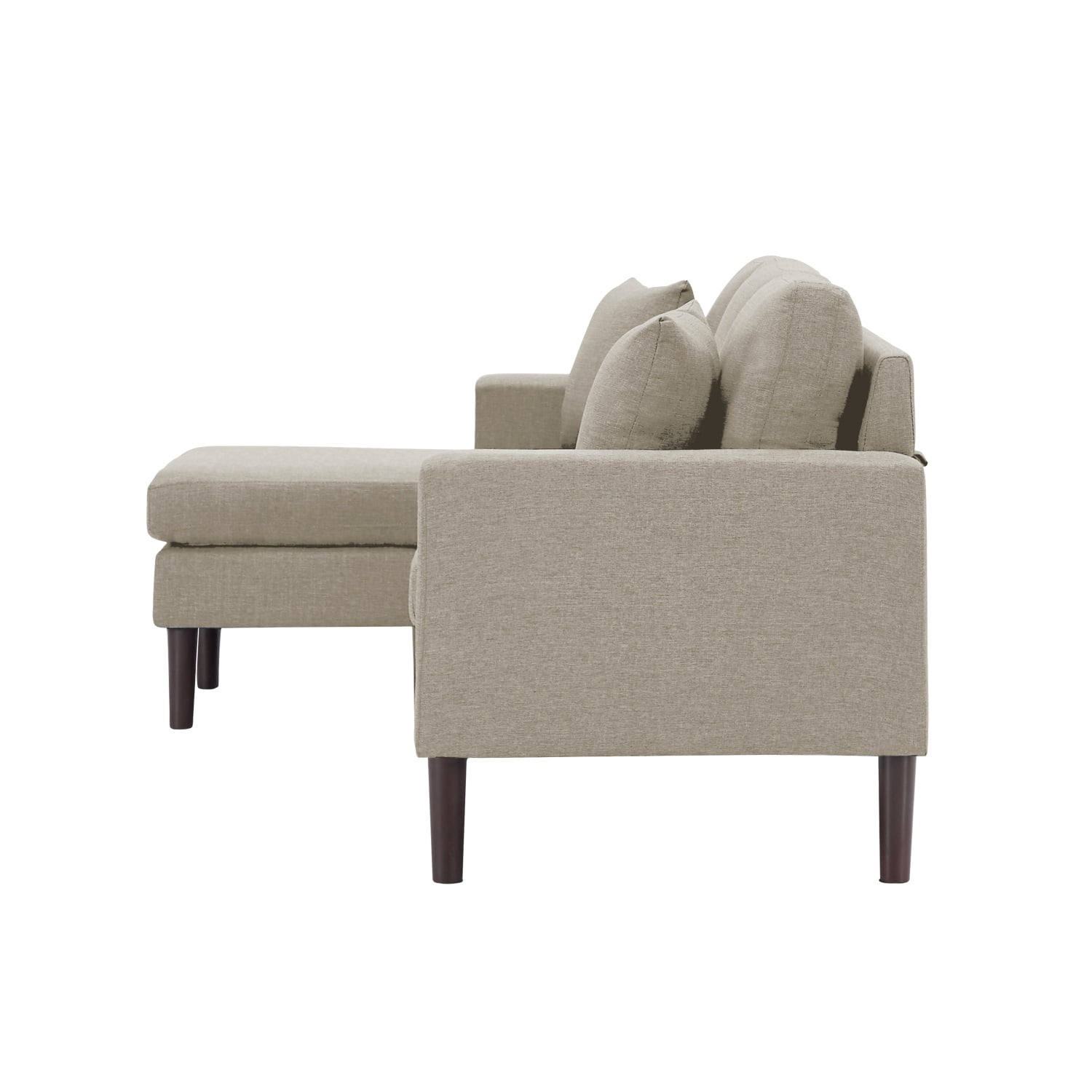 Kadyn 72" Sectional Sofa, L-Shaped Sofa with 2 Pillows, Fabric 3-Seat Sofa for Living Room, Beige