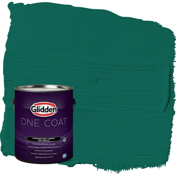 Glidden One Coat Deep Veridian / Green Flat Exterior Paint with Primer, 1 Gallon