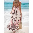 thumbnail image 2 of Michellecmm Women Summer Casual Long Dress Print Spaghetti Strap Sleeveless Cami Dress Loose Tie-Up Backless Holiday Dress, 2 of 7