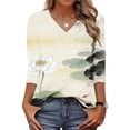 thumbnail image 2 of 3/4 Sleeve Blouses for Women Summer,3/4 Length Sleeve Womens Tops V Neck Three Quarter T Shirts Spring 2026 Dressy Casual Blouses, 2 of 8