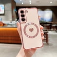 thumbnail image 3 of Feishell for Samsung Galaxy S22 Plus (6.6 inch) Cute Love Heart Pattern Case for Women Girls,Compatible with Magsafe Charging,Luxury Plating Edge Soft Silicone Shockproof Slim Phone Case,Pink, 3 of 6