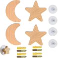 thumbnail image 1 of Wooden Wall Hook 4PCS Self Adhesive Decorative Wardrobe Hooks Star Moon Shape,Hanging Clothes Hat Scarves,for Bedroom Living Room, 1 of 4