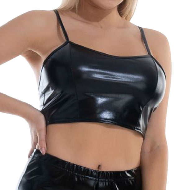 Playeras,Blusas y Tops,Ropa para Mujer Lindo camisetas sin mangas para las mujeres Camisola corta sin mangas con cuello en U de sintética para mujer (Black, S)