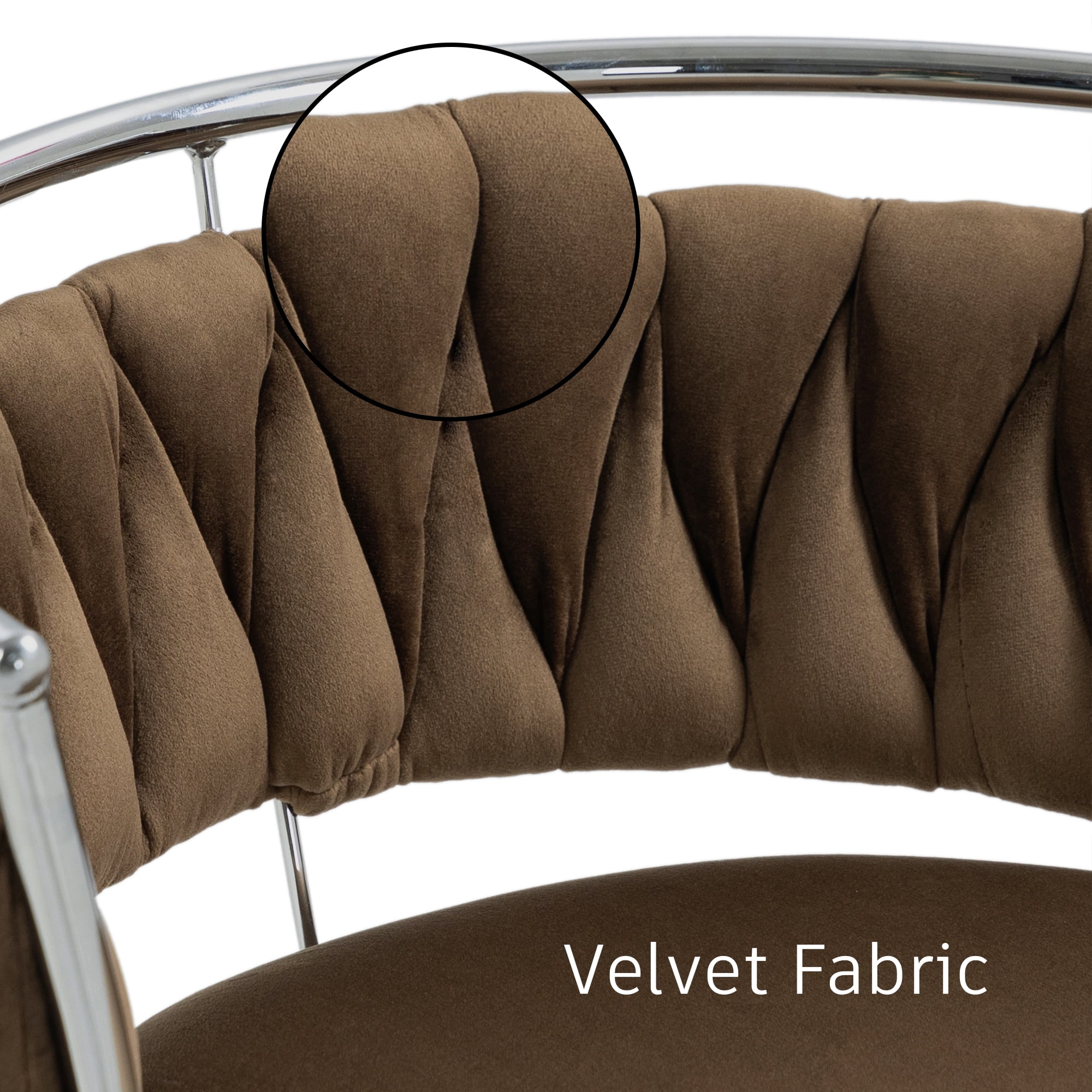 UIXE 360° Swivel Bar Stools Velvet Upholstered Adjustable Bar Chairs Set of 2 Silver Metal Barstool with Back & Footrest for Home and Kitchen, Coffee
