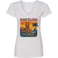 thumbnail image 3 of Inktastic Barcelona Cityscape Artwork Women's V-Neck T-Shirt, 3 of 5