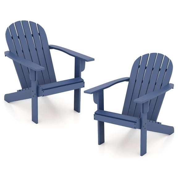 Gymax 2PCS Patio Adirondack Chair w/ Inclined Seat High Backrest & Wide Armrests Blue