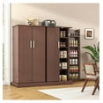 thumbnail image 6 of 47" Kitchen Pantry Cabinet, Brown Farmhouse Storage with Barn Doors & Adjustable Shelves - 24"W x 16"D Dining Room Cupboard, 6 of 9