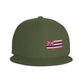 thumbnail image 3 of DouZhe Flat Brim Cap Snapback Hat, Hawaii État Rayures Drapeau Imprime Réglable Vert Adulte Baseball Cap, 3 of 6
