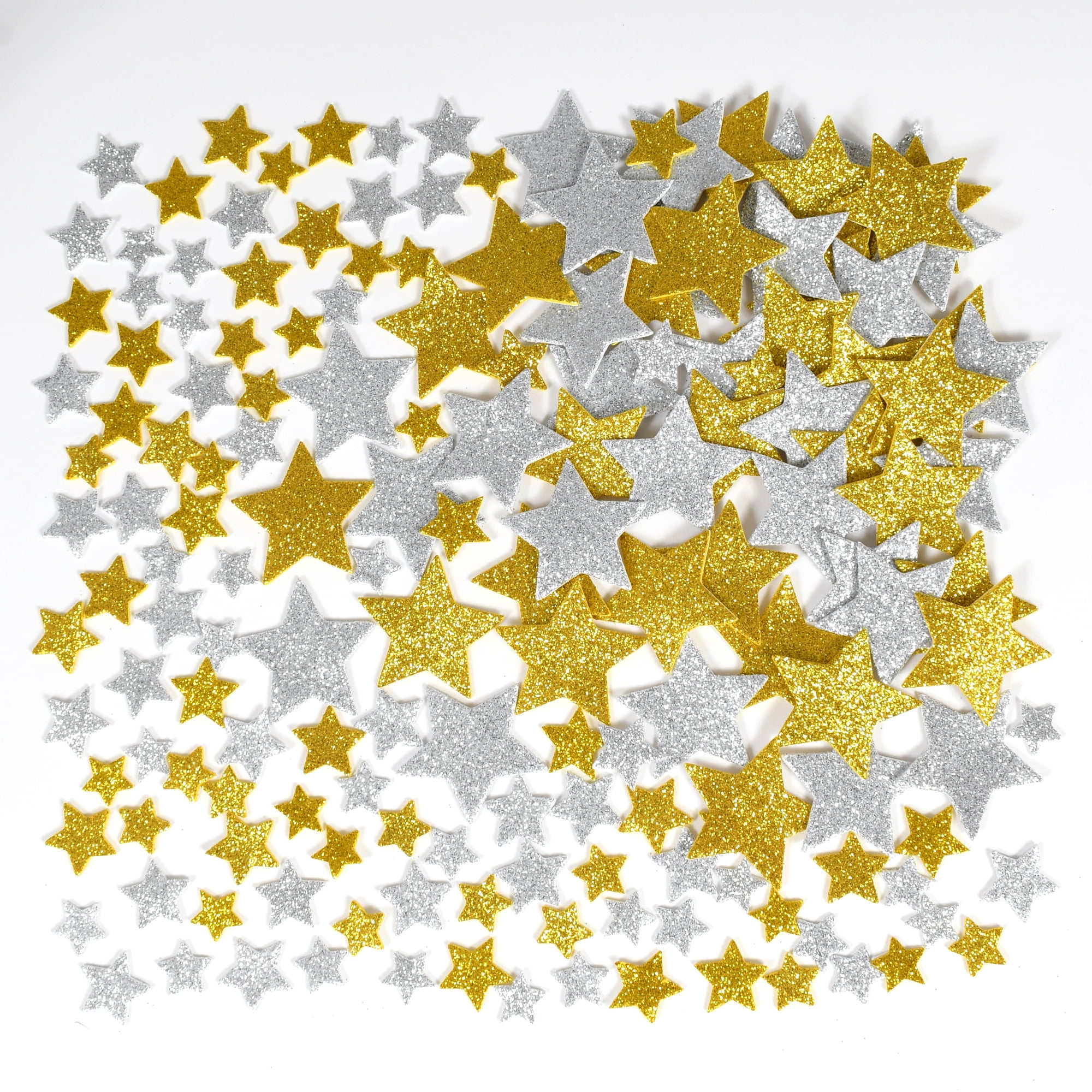 READY 2 LEARN Glitter Foam Stickers - Stars - Silver and Gold, 168 Per Pack, 3 Packs