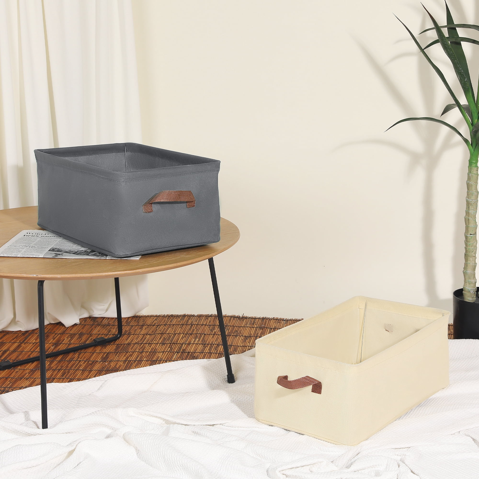 Unique Bargains Fabric Storage Cube Bin for Shelves Collapsible Storage Basket 1 Pcs Grey