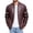 (NEW26)Wine, variant on Men's Zip Up PU Leather Jacket Lightweight Collarless Moto Biker Coat Trendy Cool Evening Outfits for Fall Winterfor Daily Commute