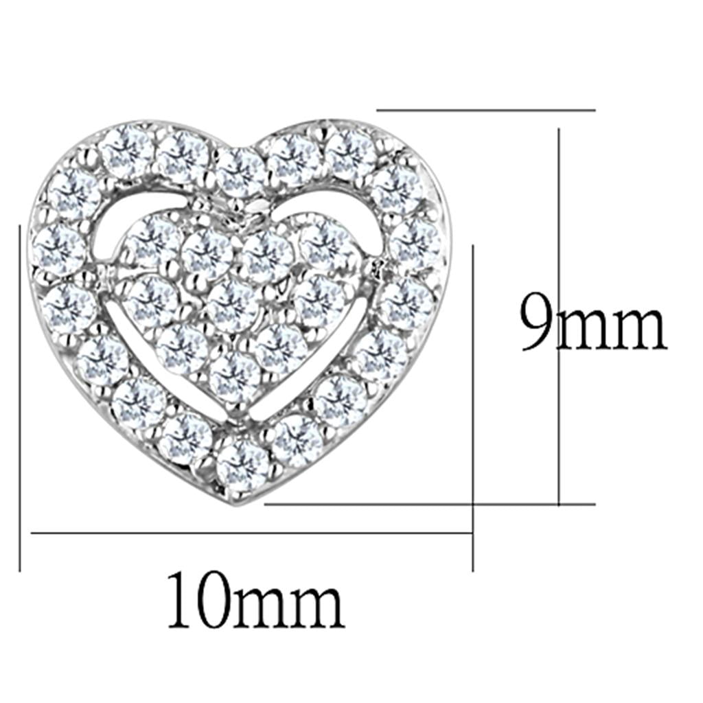 Women's Brass Rhodium CZ Clear 1.60(g) Western Stud Earrings
