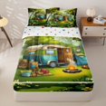 thumbnail image 2 of Homewish Green Forest Camping Zipper Full Size Comforter Sets with Fitted Sheet and 2 Pillowcases, Nature Scenery Zipper Bedding Set for Men and Women, Polka Dots Reversible, 4-Piece, 2 of 6