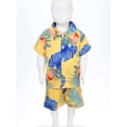 thumbnail image 2 of Haitryli Toddler Baby Boys Hawaiian Outfits Printed Short Sleeve Shirts with Shorts Set Yellow 100/L, 2 of 7