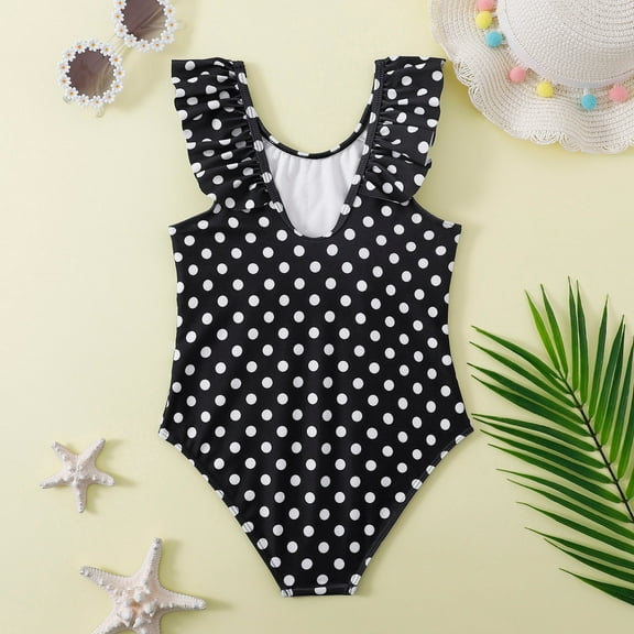HOWPAY Girls Swimsuit One Piece Summer Cute Sleeveless Quick Dry Bathing Suit Cut Out Tankini Bikini Sets Beach Vacation Casual Swimwear Black