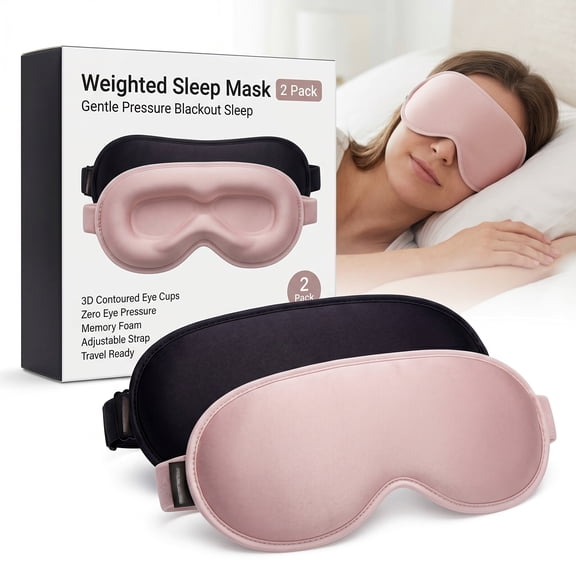 FACEMOON 2 Pack Adult Weighted Sleep Mask with Memory Foam Comfort, Total Darkness Experience & Lash Protection Technology