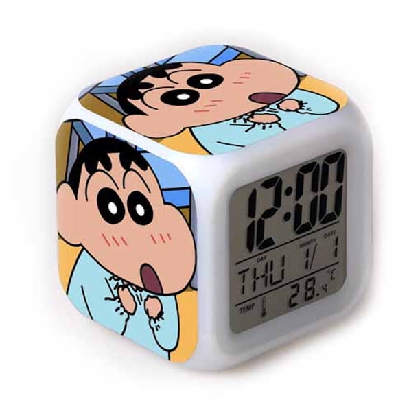Despertador ShinChans, reloj digital LED cuadrado para niños