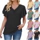 thumbnail image 1 of Fiudx Ofertas de La Semana Camiseta Holgada Informal con Cuello En V y Manga de Retales de Color Sólido para Mujer, 1 of 7