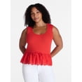 thumbnail image 2 of Time and Tru Women's Peplum Tank Top with Eyelet Trim, Sizes XS-XXXL, 2 of 6