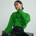thumbnail image 4 of D&J Fashion Women's Chiffon Shirt Sheer Ruffle Blouse, 4 of 5