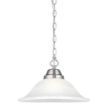 Design House 517565 Millbridge Traditional 1-Light Indoor Hanging Swag Light with Alabaster Glass Shade for Living Dining Room Bar Area, Satin Nickel Finish