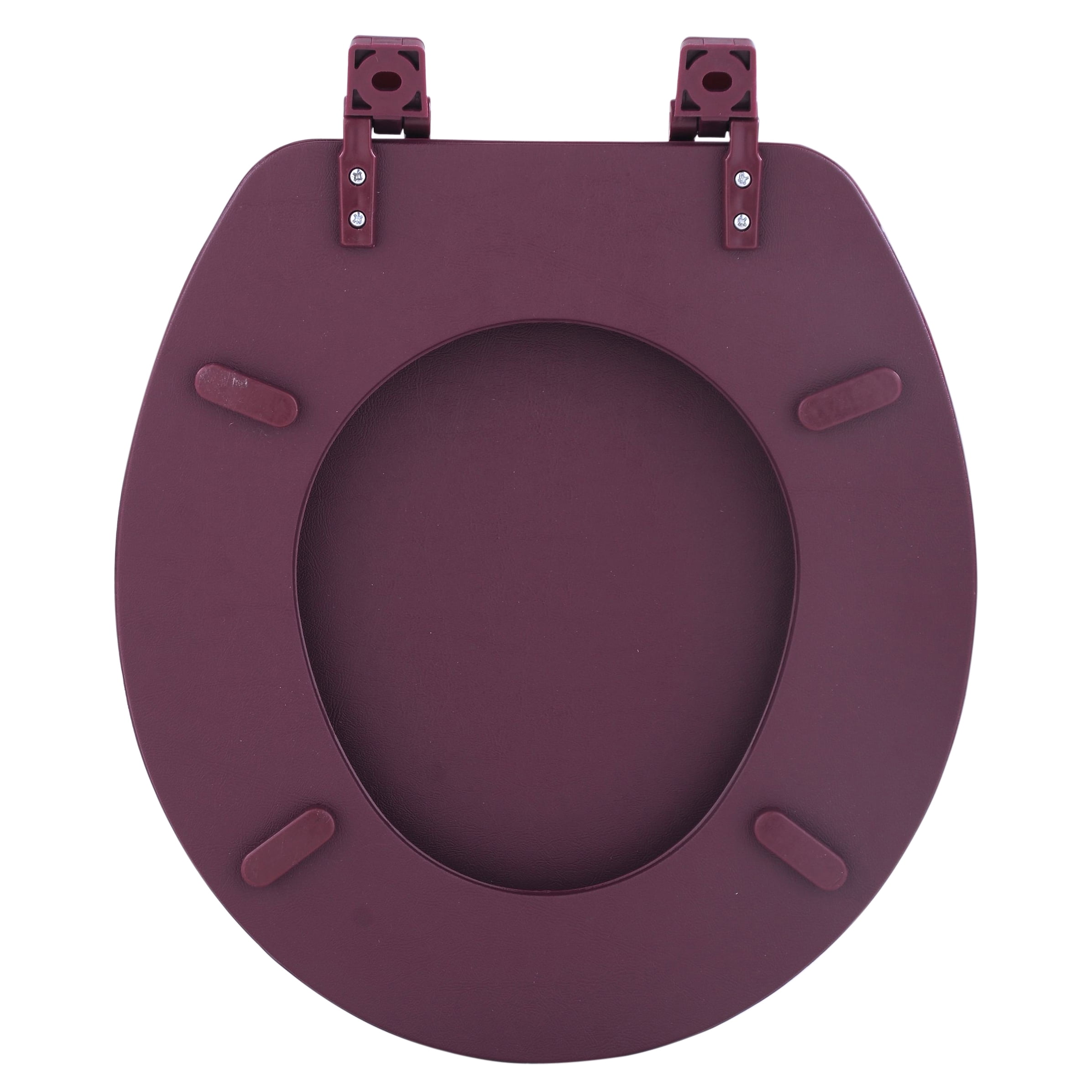 Standard Vinyl Soft Adjustable Hinges Toilet Seat with Close Lid, Burgundy