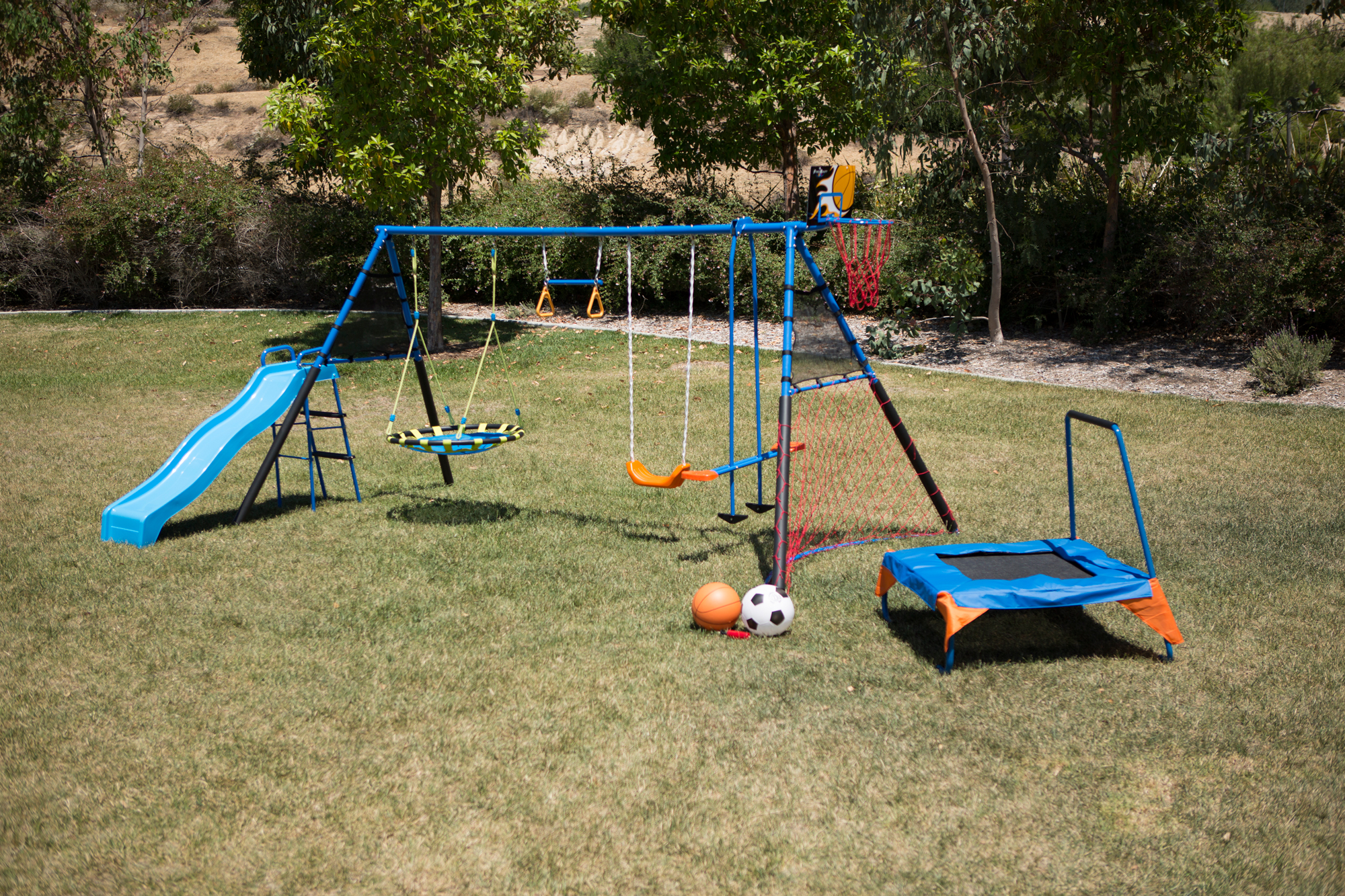 Fitness Reality Kids 'The Ultimate' 8 Station Sports Series Metal Swing Set with Basketball and Soccer - image 8 of 16