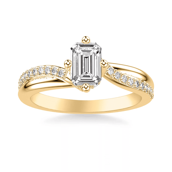1.70 CTW Emerald Cut Lab Grown Diamond Engagement Ring 925 Yellow Gold Plated Unique Designer Wedding Bridal Ring