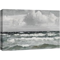 PixonSign Canvas Print Wall Art Dark Storm Cloud Ocean Waves Nature Wilderness Illustrations Fine Art Decorative Farmhouse/Country Relax/Calm/Cozy Multicolor Zen for Bedroom - 24"x36"