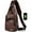 01#Brown, variant on Bxaolu PU Leather Sling Bag with USB Charging Port Multi-pocket Chest Bag for Men Women Hiking Travel Daypack, [Khaki,1Pack]