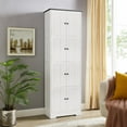 thumbnail image 4 of Modern White Tall Storage Cabinet with Doors & 4 Shelves for Living Room, Kitchen, Office, Bedroom, Bathroom - Stylish and Functional Furniture, 4 of 10
