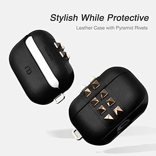 Nereides Compatible with AirPods 3 Case, Protective Leather  Cover with Keychain, High-end Fashion Design Skin with Bling Rivets for  Women, Supports Wireless Charging, Black : Electronics