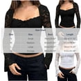 thumbnail image 4 of ClodeEU Women's Square Neck Long Sleeve Top with Lace Patchwork ,Casual Solid Color Slim Fit Blouse Black,Women's Plus L, 4 of 6