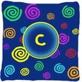 thumbnail image 3 of Letter D Initial Monogram - Blue Swirls Fabric Decorative Pillow, 3 of 7