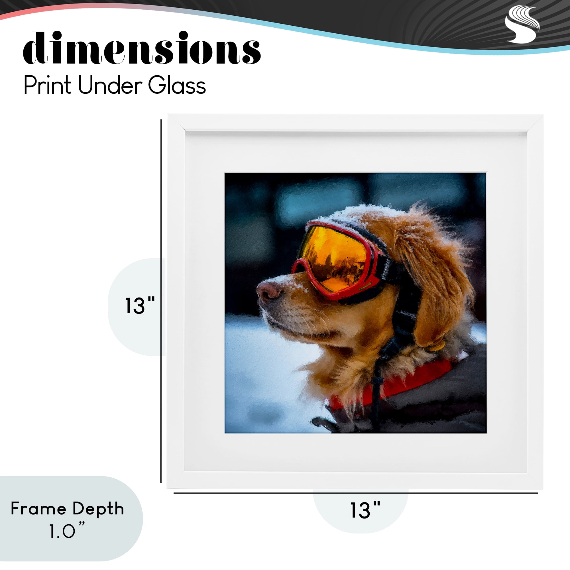 Stupell Industries Ski Goggles Dog White Framed Print Under Glass, design by Sean Parnell