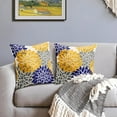 thumbnail image 2 of Mustard Yellow Navy Blue Grey Pillow Covers 16x16 Inch Set of 2 Dahlia Floral Decorative Throw Pillows For Couch Geometry Flowers Modern Pillow Cases Home Decor For Sofa Couch Porch Patio Outdoor, 2 of 6