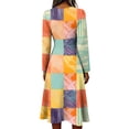 thumbnail image 4 of Floral Dress for Women Elastic Waist Wrap Crossover V Neck a Line Dress Maxi Dress for Wedding Guest, Graduation, Party, 4 of 5