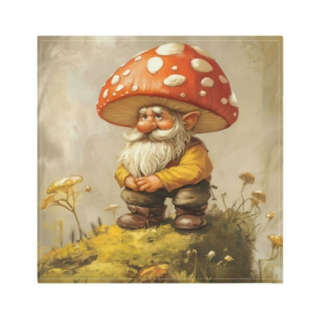 

Napkin Satin Napkin 20*20Inchx4 Kitchen Towel Dinner Plate Towel Decorative Towel Napkin Tea Towel Suitable For Kitchen Table Mushroom Dwarf