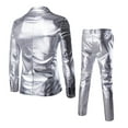thumbnail image 3 of Men's underwear And Tux One Two Slim All Pants for Men Men's Suit Separates Tuxedo with Lapel Buttons Suit Mend Suits Modern Fit Slim Fit Stretch Mens Shiny Two Piece Open One Silver 2XL, 3 of 7