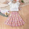 thumbnail image 2 of Odeerbi Kids Girls Skirt Outfits Summer Clothes Fashion Casual Ruffle V-Neck Collar Tank Top Floral Printed Dress Long Skirts Sets White, 2 of 9