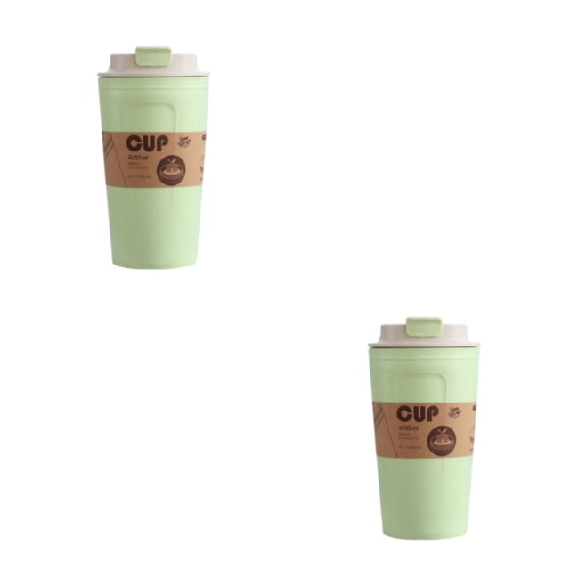 Wosthever Botella de café de bambú Agua Refrigeración del automóvil Taza de plástico térmico Vasos de gran capacidad para viajes Camping Verde 2Conjunto