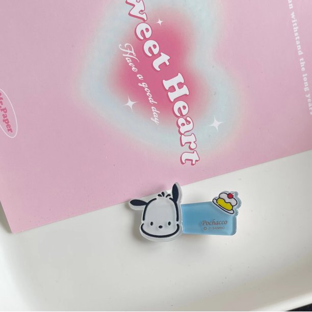 Sanrio-horquilla transparente de Hello Kitty para niña, adorno de corazón, Melody Kuromi Material acrílico, Clip fijo, Kawaii