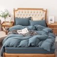 thumbnail image 3 of PURE ERA Duvet Cover Set Twin Size Jersey Knit 100% Cotton 1x Pillow Sham Soft Breathable T-shirt Cotton,Cerulean Blue, 3 of 7