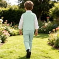 thumbnail image 4 of Odeerbi Niños 4 Pcs Caballero Vestido Formal Traje Chaleco + Traje Pantalones + Corbata + Colgantes Trajes de Boda Conjunto, 4 of 7