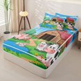 thumbnail image 2 of Erosebridal Farm Animal Cartoon Pattern Zipper Twin Comforter Sets with Fitted Sheet and 2 Pillowcases,Country Barn Print Zipper Bedding Set,Green Blue Brown Pink,Reversible, 2 of 6